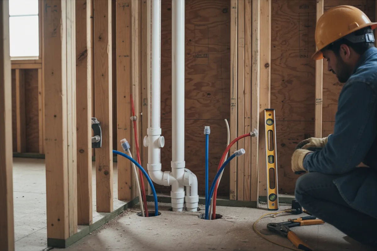 Drain and supply rough-in during Garbage Disposal Repair in Yale