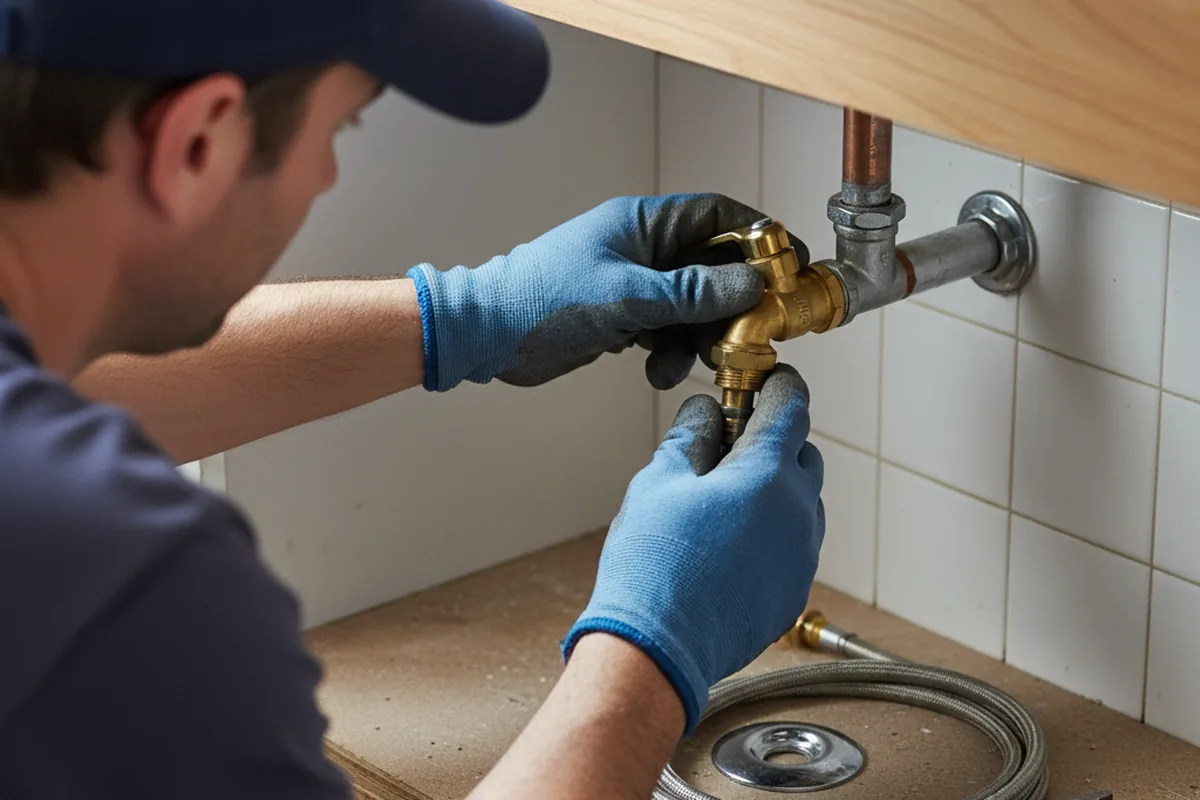 Shutoff valve and fitting work during Burst Pipe Repair in Yale